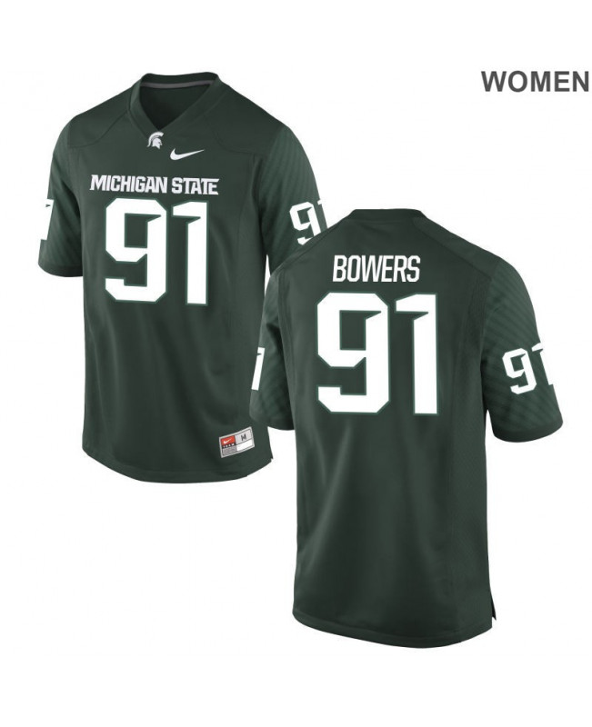 Women's Michigan State Spartans #91 Robert Bowers NCAA Nike Authentic Green College Stitched Football Jersey LV41X78TW
